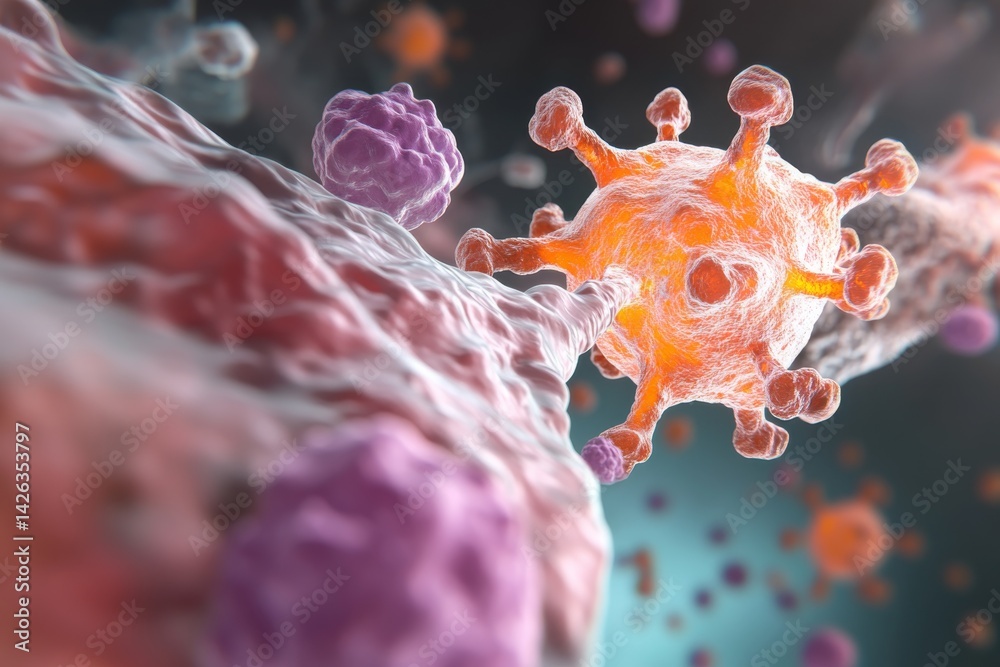 Poster neural cells in the human nervous system are intricately lit, showcasing their connections and impor