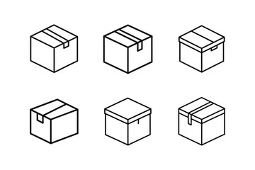 box icon vector line art illustration