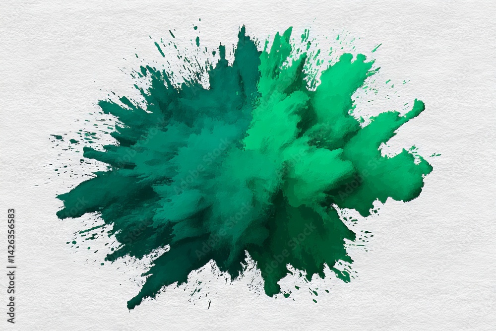 Leinwandbilder vibrant green ink splash creating an abstract texture on white background for artistic design and cr
