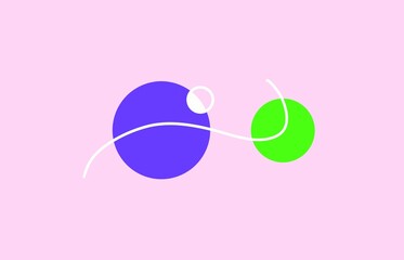 Abstract purple and green circle illustration with pink pastel back ground 