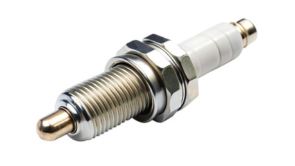 Spark plug close up automotive component maintenance isolated on white background 