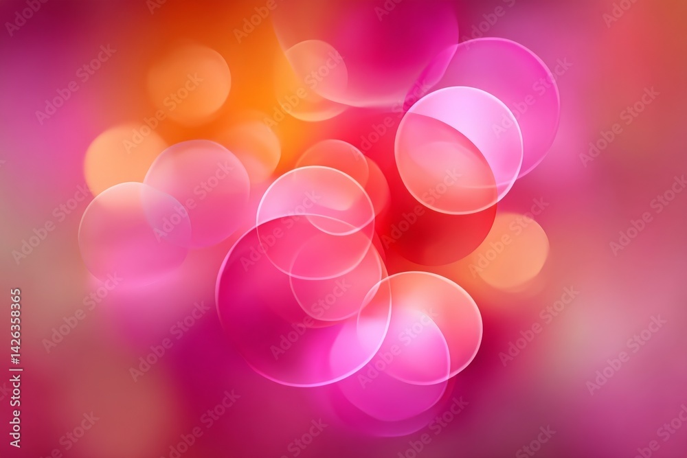 Poster Soft abstract circles creating a colorful background with vibrant hues in pink and orange tones