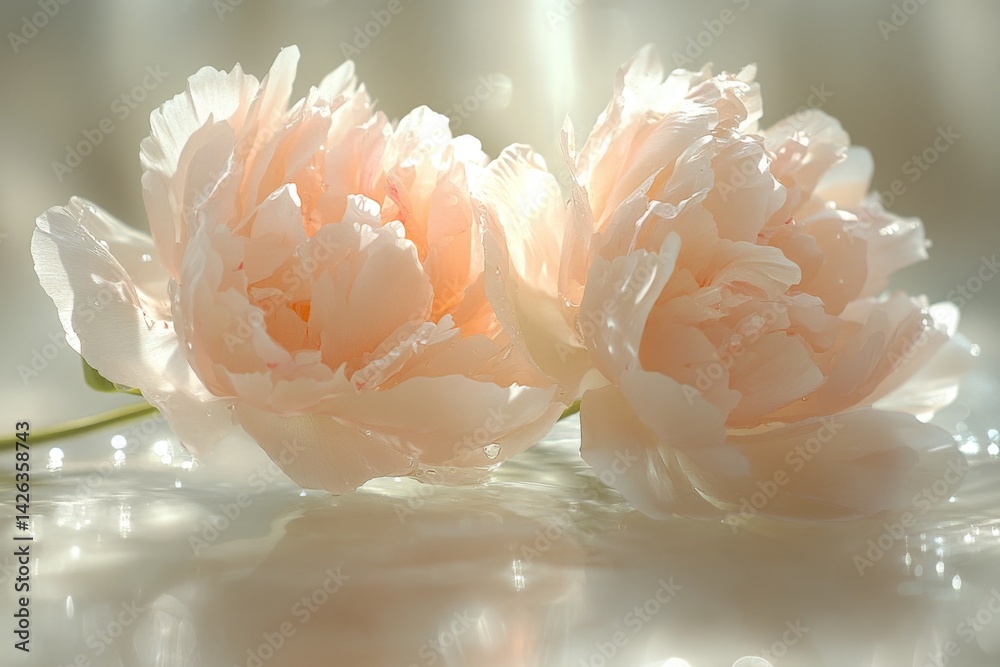 Aufkleber soft pink peonies basking in gentle light create a serene atmosphere in a calming floral arrangement