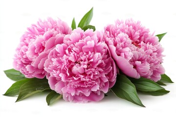 Pink peonies arranged beautifully with green leaves for a fresh floral display in springtime