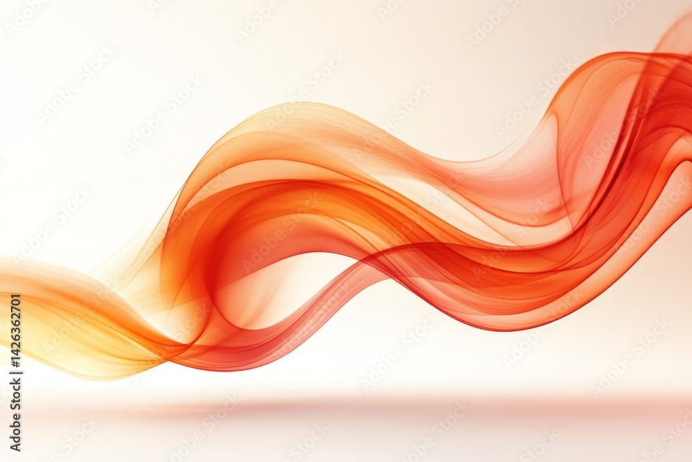 Poster elegant flowing fabric in warm shades of orange and red against a soft backdrop at sunset