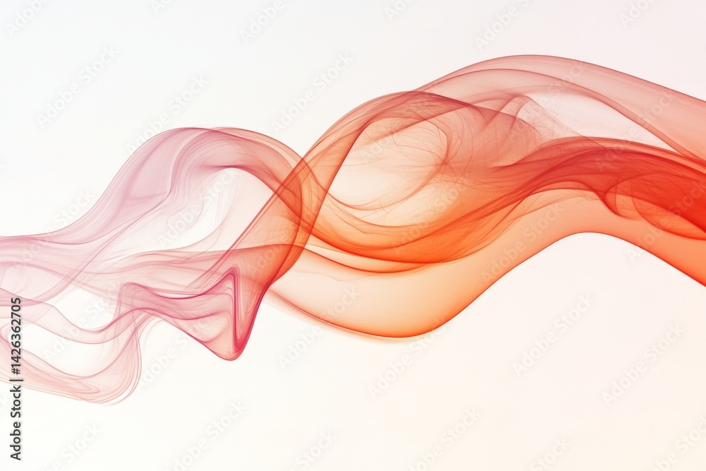 Poster Abstract red and pink wave patterns create a fluid and dynamic composition in soft hues