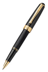 Naklejka premium Luxurious black and gold rollerball pen elegant stationery isolated on white background