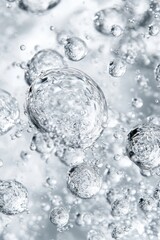 Abstract Grayscale Image of Translucent Spheres in Liquid