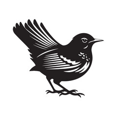 Elegant American Robin Silhouette Vector: Vibrant Songbird Design - Illustration of American Robin bird - Minimalist Bird Art.
