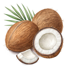Whole coconut png half coconut png coconut slice png tropical fruit png raw coconut png coconut meat png transparent background image