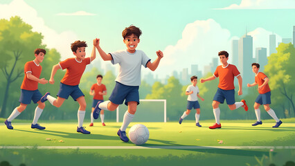 Fototapeta premium soccer players in the field