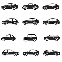 car icons line art outline black vector various silhouettes 