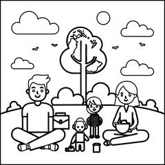 Happy Family Picnic Day with Sunshine and Fun