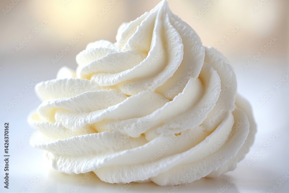 Poster whipped cream swirl on a smooth surface illuminated by soft lighting