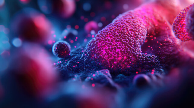 Exploring advanced imaging techniques of lung cancer cells a detailed microscopic view of glowing cytoplasm in medical research