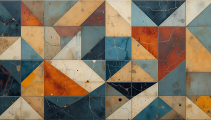 abstract geometric retro background, modern wallpaper design, cement texture,Ceramic kitchen or bathroom wall tile