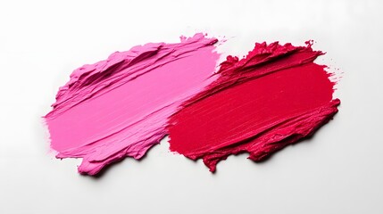 Smudged Pink and Red Lipstick on White Background, Representing Cosmetic Beauty