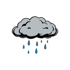 A gray rain cloud with blue raindrops, symbolizing sadness or emotional lows