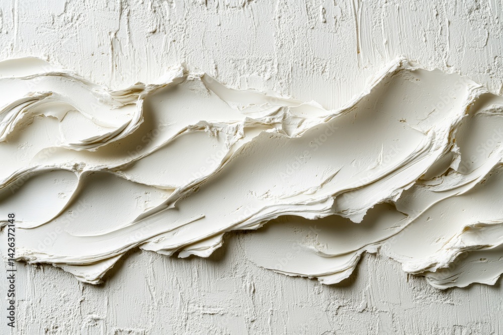 Leinwandbilder texture of creamy white paint applied to a canvas creating wave-like patterns at an artist's studio