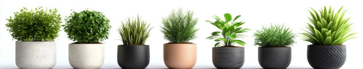 Various potted plants, photorealistic photography