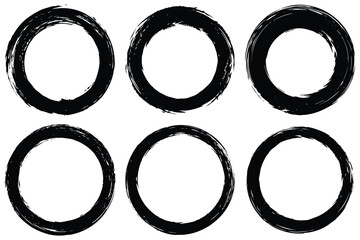 This is a vector set design with black ink stains and black and white grunge frames, bundle of paint stroke circles