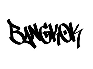 BANGKOK city name sprayed calligraphy graffiti letters isolated style