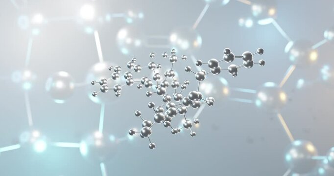 Ergotamine rotating 3d molecule, molecular structure of alkaloid seamless video