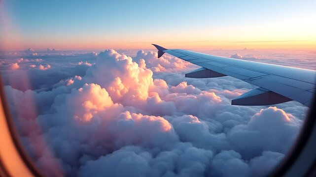 Above the Clouds - Mesmerizing Wing View at Sunrise