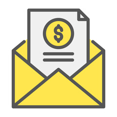 envelope bribe filled outline icon. corruption color line illustration.