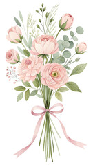 Soft Pastel Roses, Transparent background