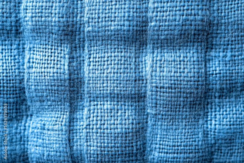 Fototapete Fabric texture in soft blue tones with intricate woven patterns captured in close-up