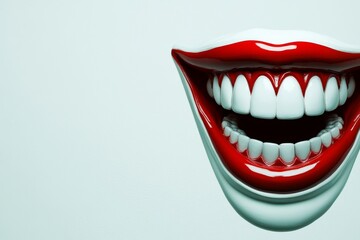 Naklejka premium A close-up shot of generic chattering toy teeth in a white studio setting