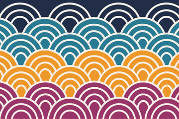 Waves in tropical colors and asian patterns, banner for Asian American and Pacific Islander Heritage Month (APAHM) in may	