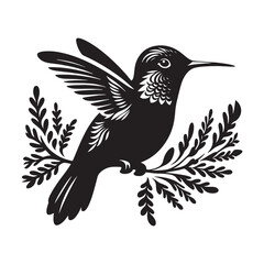 Obraz premium Anna's hummingbird Vector - Minimalist Anna's hummingbird Silhouette - Anna's hummingbird Illustration - Black and White Anna's hummingbird Art.