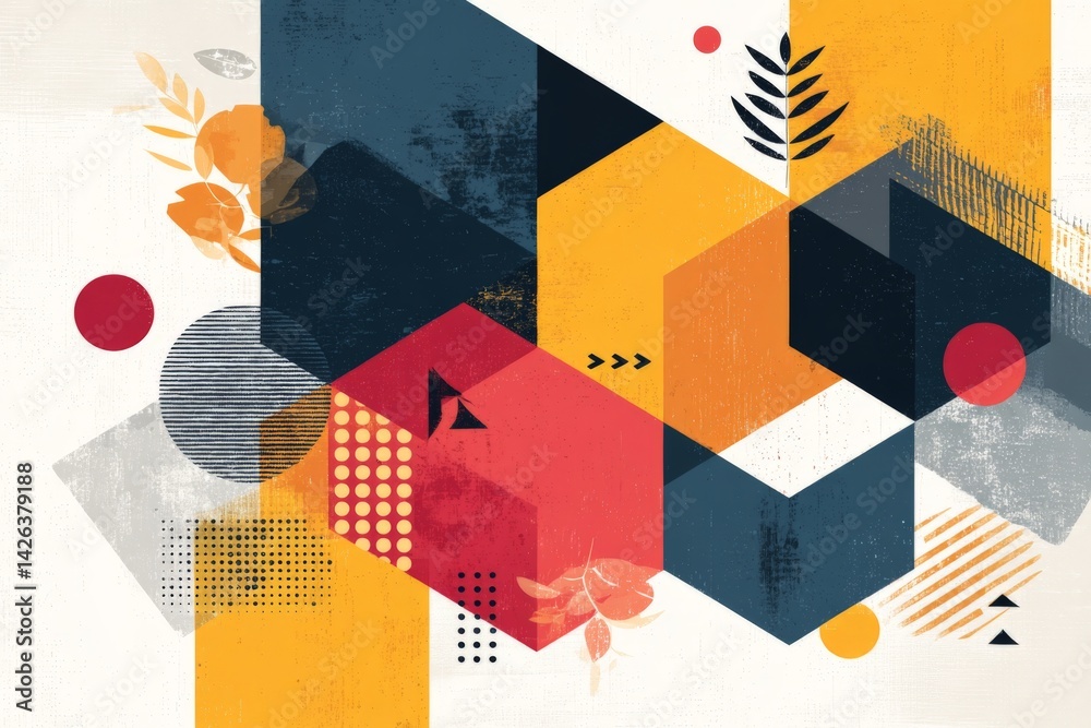 Aufkleber colorful geometric patterns blend nature and art in a modern abstract design