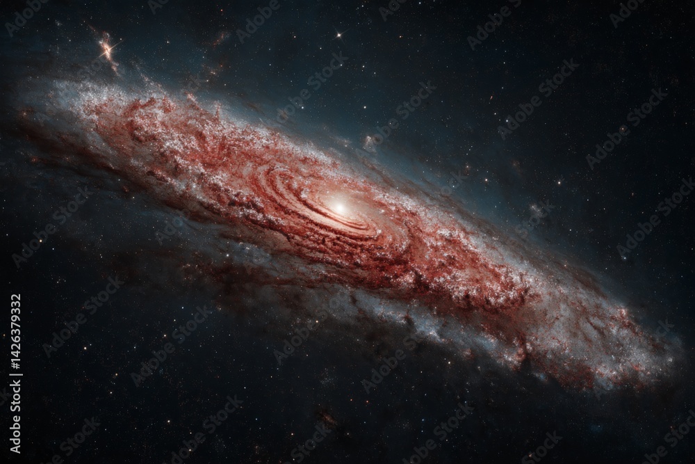 Aufkleber Swirling galaxy in deep space displaying intricate structures and vibrant colors captured from an astronomical perspective