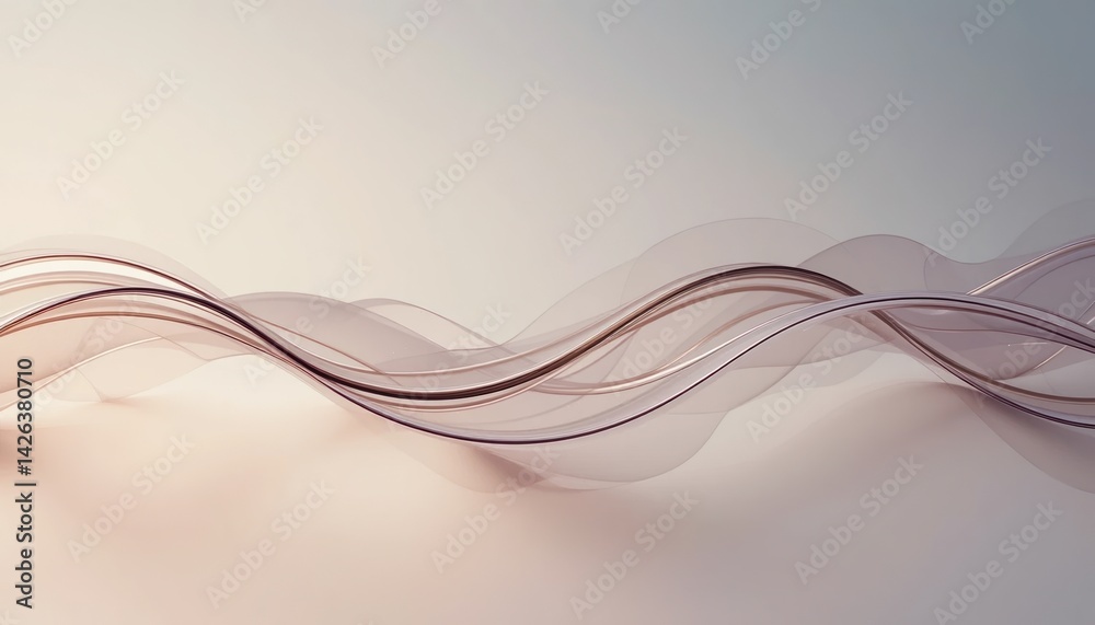 Poster flowing waves abstract design digital art minimalist style soft color palette high-tech environment 