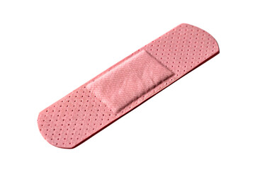 pink adhesive bandage on transparent background