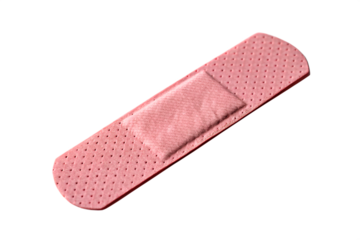 pink adhesive bandage on transparent background