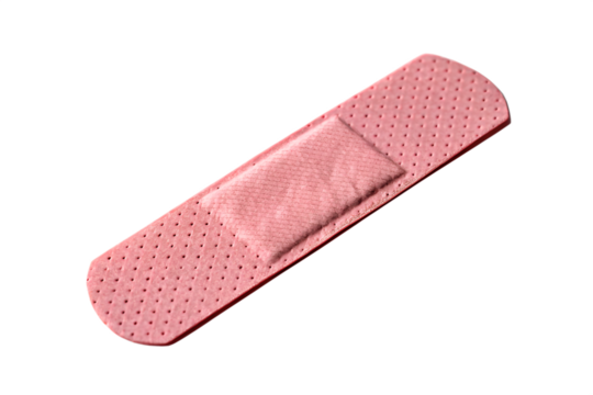 pink adhesive bandage on transparent background