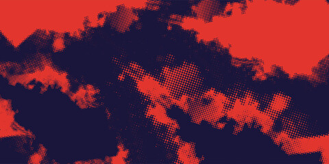 Halftone dots red and blue color pattern gradient grunge texture background. Dot pop art comic sport style vector illustration. grunge vector dots