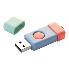 Stylish blue pink USB drive isolated on white background