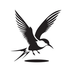 Minimalist Arctic tern Silhouette - Vector of Arctic tern - Black and White Arctic tern bird Design - Artic tern Illustration.
