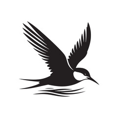 Minimalist Arctic tern Silhouette - Vector of Arctic tern - Black and White Arctic tern bird Design - Artic tern Illustration.