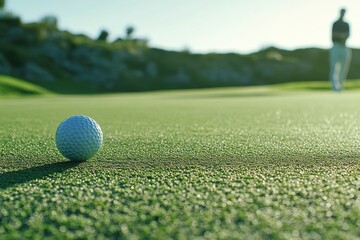 Golf ball on putting green