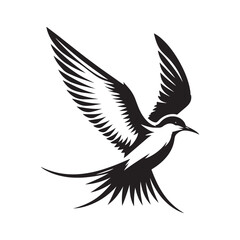 Minimalist Arctic tern Silhouette - Vector of Arctic tern - Black and White Arctic tern bird Design - Artic tern Illustration.