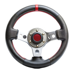 Racing car steering wheel isolated on white background