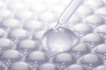 Cosmetic Serum Oil Drop on Skin Cells – 3D Rendering of Moisturizer, Collagen Repair, and Exosome Action

