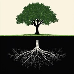 Exploring tree growth and root systems in nature illustrated infographic educational environment top-down view