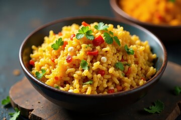 Crunchy Bhel Puri in a bowl with vibrant colors and spices, herbs, street food
